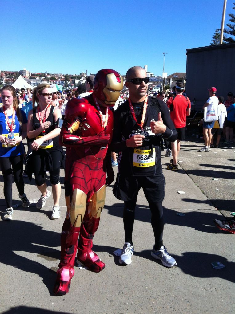 Superheroes at the finish line