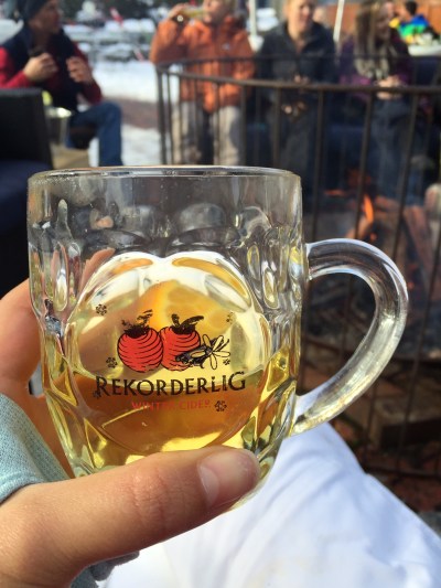 Apple cider and smores at the Alpine Lodge